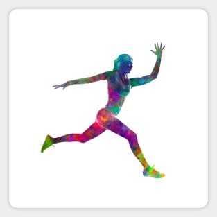 Woman runner running jumping Magnet